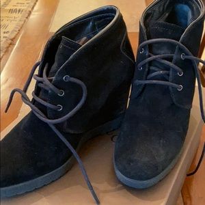 Aquatalia waterproof black suede wedges